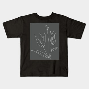 tulip flower bunch line art Kids T-Shirt